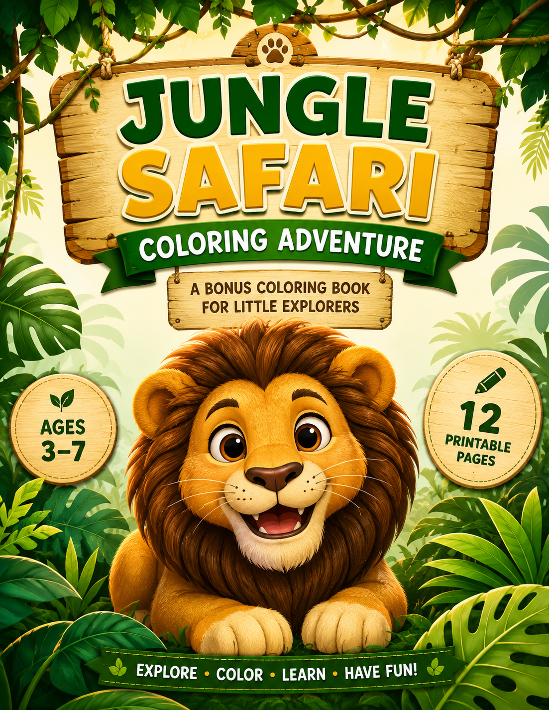 Bonus colouring book cover — Jungle Safari Colouring Adventure