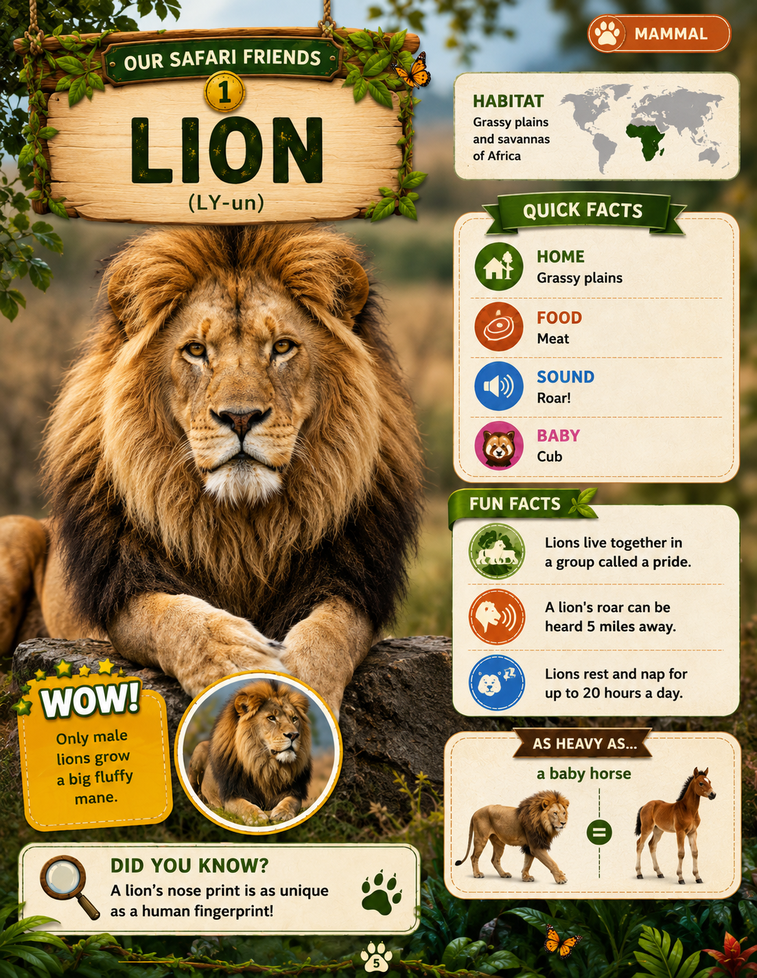 Volume 1 inside page — animal fact card